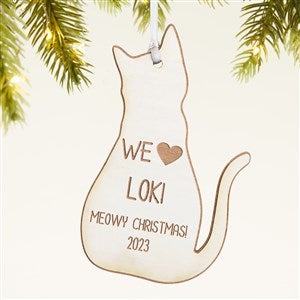 Personalized Cat Wood Christmas Ornament - White - 43151-W