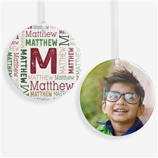Christmas Repeating Name Personalized Photo Ornament - Glossy 2-Sided - 43152-2S