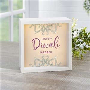 Diwali Personalized Ivory LED Light Shadow Box- 6x 6 - 43166-I-6x6