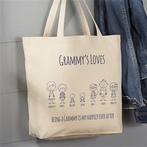 Stick Figure Family Personalized 20 x 15 Canvas Tote Bag - 43173-L