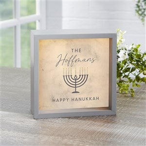 Love and Light Personalized Hanukkah Grey LED Light Shadow Box- 6"x 6" - 43180-G-6x6