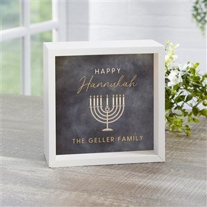 Love and Light Personalized Hanukkah Ivory LED Light Shadow Box- 6"x 6" - 43180-I-6x6