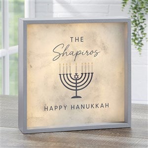Love and Light Personalized Hanukkah Grey LED Light Shadow Box- 10x10 - 43180-G-10x10