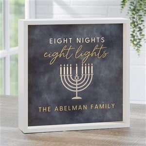 Love and Light Personalized Hanukkah Ivory LED Light Shadow Box- 10x10 - 43180-I-10x10