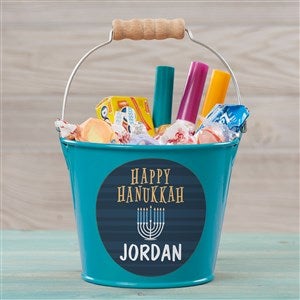 Hanukkah Personalized Mini Treat Bucket-Turquoise - 43188-T