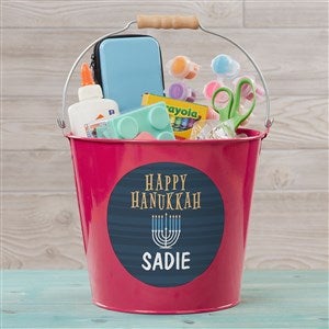 Hanukkah Personalized Large Treat Bucket- Pink - 43188-PL