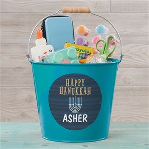 Hanukkah Personalized Large Treat Bucket- Turquoise - 43188-TL