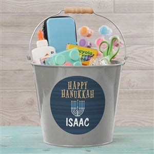 Hanukkah Personalized Large Treat Bucket- Silver - 43188-SL