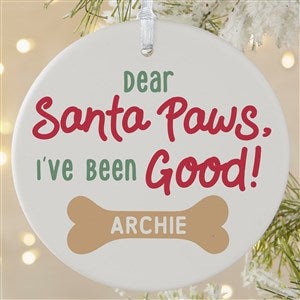 Santa Paws Personalized Ornament-3.75 Matte - 1 Sided - 43208-1L