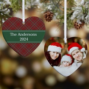 Christmas Custom Pattern Personalized Heart Ornament- 3.25" Glossy - 2 Sided - 43211-2