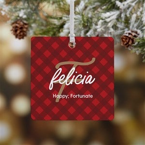 Name Meaning Plaid Personalized Metal Ornament - 43213-1M