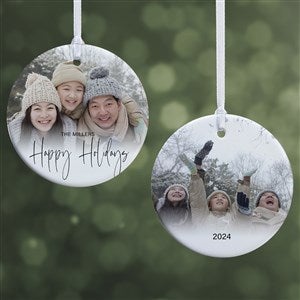 Script Family Photo Personalized Ornament - 2-Sided - Glossy - 43214-2S