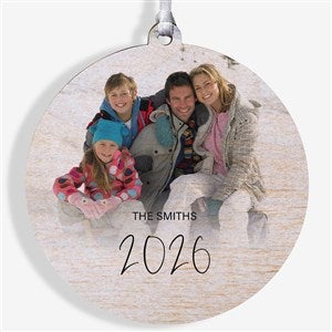 Script Family Photo Personalized Wood Christmas Ornament - 43214-1W