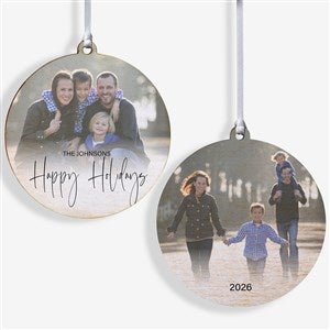 Script Family Photo Personalized Wood Christmas Ornament - 2-Sided - 43214-2W