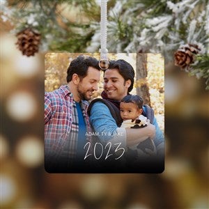 Script Family Photo Personalized Metal Christmas Ornament - 43214-1M