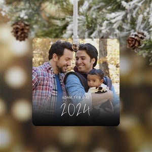 Script Family Photo Personalized Metal Christmas Ornament - 43214-1M