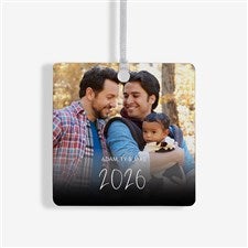 Script Family Photo Personalized Metal Christmas Ornament - 43214-1M