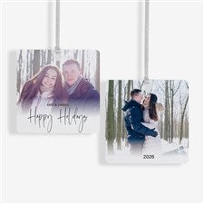 Script Family Photo Personalized Metal Christmas Ornament - 2-Sided - 43214-2M