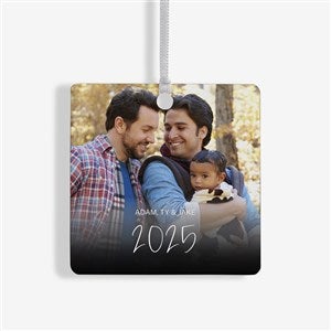 Script Family Photo Personalized Metal Christmas Ornament - 43214-1M