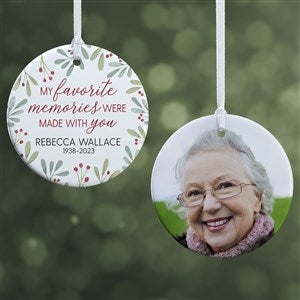 Floral Memorial Photo Personalized Ornament- 2.85" Glossy - 2 Sided - 43220-2S