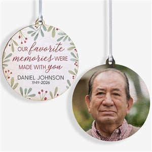 Floral Memorial Photo Personalized Ornament- 3.75 Wood - 2 Sided - 43220-2W