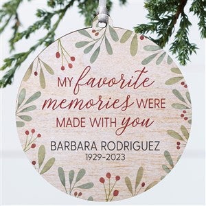 Floral Memorial Photo Personalized Ornament- 3.75 Wood - 1 Sided - 43220-1W