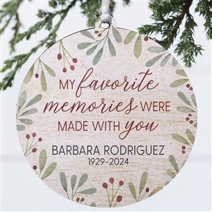 Floral Memorial Photo Personalized Ornament- 3.75 Wood - 1 Sided - 43220-1W