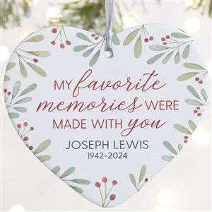 Floral Memorial Photo Personalized Heart Ornament- 4 Matte - 1 Sided - 43221-1L