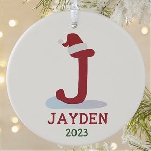 Initially Santa Personalized Ornament- 3.75 Matte - 1 Sided - 43225-1L