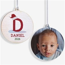 Initially Santa Personalized Ornament- 3.75 Wood - 2 Sided - 43225-2W