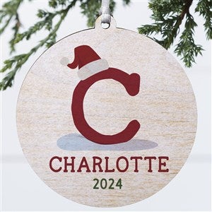 Initially Santa Personalized Ornament- 3.75" Wood - 1 Sided - 43225-1W