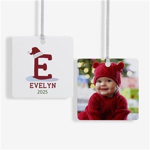 Initially Santa Personalized Square Ornament- 2.75 Metal - 2 Sided - 43225-2M