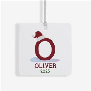 Initially Santa Personalized Square Ornament- 2.75 Metal - 1 Sided - 43225-1M