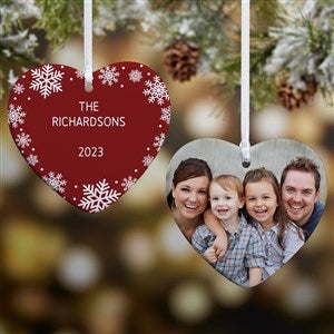 Snowflake Personalized Photo Heart Ornament- 3.25" Glossy - 2 Sided - 43229-2