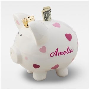Baby Pink Heart Personalized Piggy Bank - 43246-P