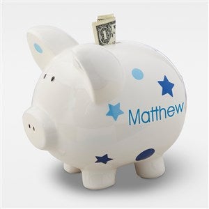 Baby Polka Dots & Stars Personalized Piggy Bank - 43246-B