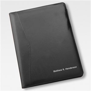 Office Personalized Black Leather Portfolio - 43249