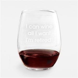 Personalized Retirement Message Stemless Wine Glass - 43273-S
