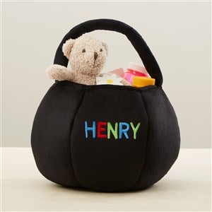 Rainbow Name Embroidered Plush Treat Bag - Black - 43282-B