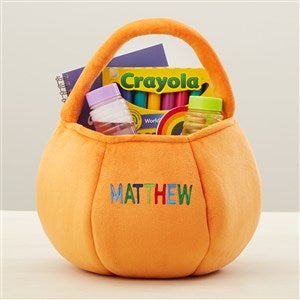 Rainbow Name Embroidered Plush Treat Bag-Orange - 43282-O