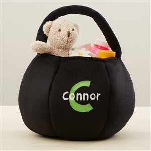 Playful Name Embroidered Plush Treat Bag-Black - 43284-B