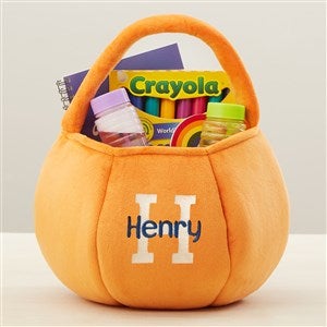 Playful Name Embroidered Plush Treat Bag-Orange - 43284-O