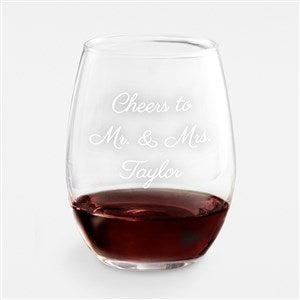 Wedding Personalized Message Stemless Wine Glass - 43288-S