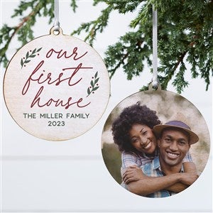 Our First Home Personalized Wood Photo Christmas Ornament - 2-Sided - 43303-2W