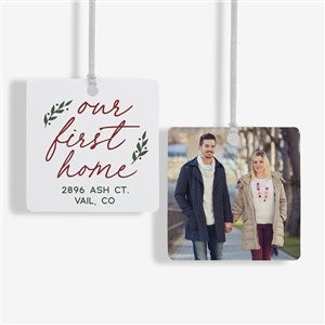 Our First Home Personalized Square Photo Ornament- 2.75 Metal - 2 Sided - 43303-2M
