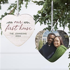 Our First Home Personalized Wood Heart Christmas Ornament - 2-Sided - 43304-2W