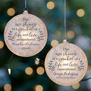 Life and Love Remembered Personalized Memorial Lightable Frosted Glass Ornament - 43310