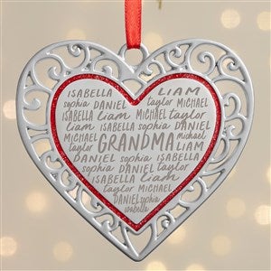 Grateful Heart Personalized Silver Heart Ornament - 43314