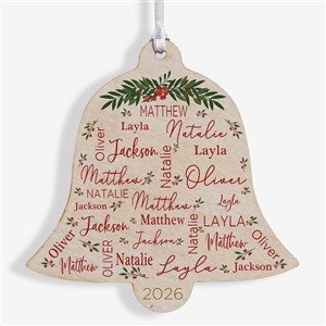 Merry Family Personalized Wood Bell Ornament - 43317