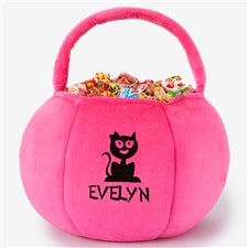 Halloween Characters Embroidered Plush Halloween Treat Bag-Pink - 43324-P